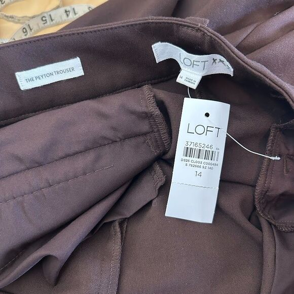 NWT Loft Peyton Trouser Pants 14 Brown Wide Leg High Rise Pleats Career NEW - Picture 7 of 8